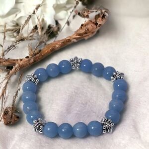 NWT Wool + Pepper Co. Angelite Gemstone & Silver Bracelet